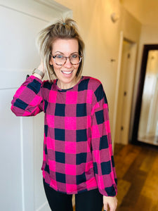 Hot Pink & Navy Plaid Tunic