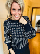 Load image into Gallery viewer, Navy Dotted Sweater
