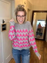 Load image into Gallery viewer, Pink &amp; Grey Diamond Sweater
