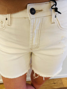 High Rise Misty White Shorts